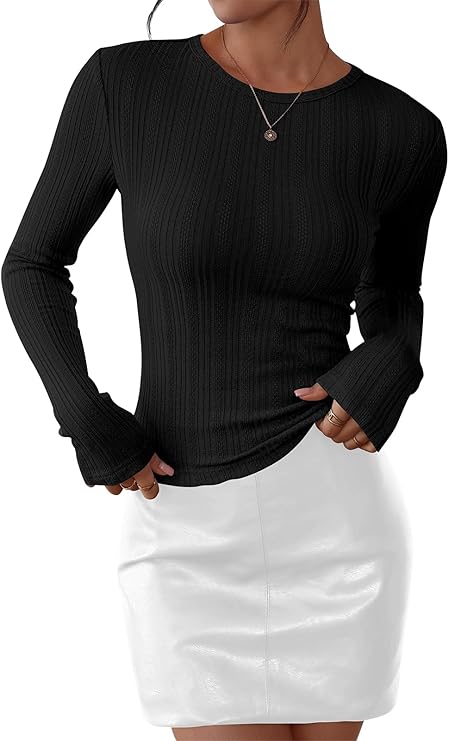Crew Neck Long Sleeve Cute Going Out Tops for Women
